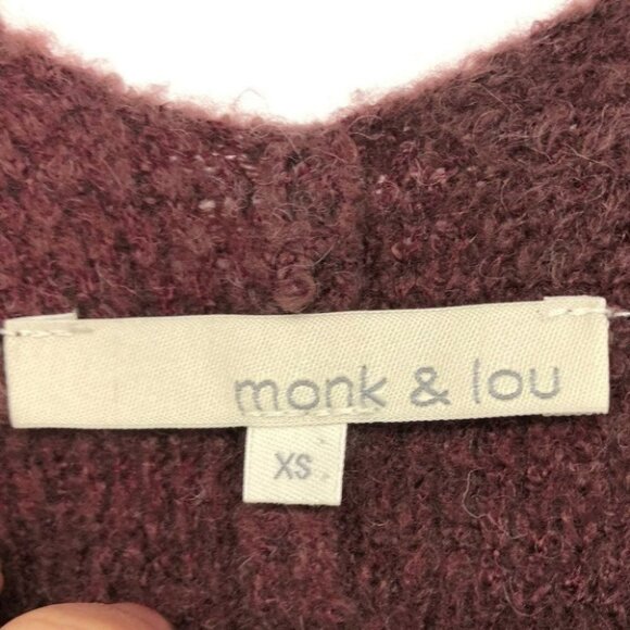 Monk & Lou burgundy acrylic knit cocoon longline cardigan side pockets XS - Picture 4 of 15